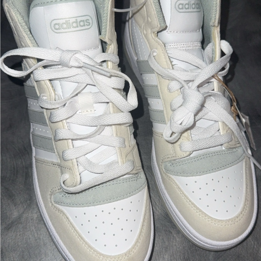Adidas Women's Cream and Gray High-Top Sneakers!